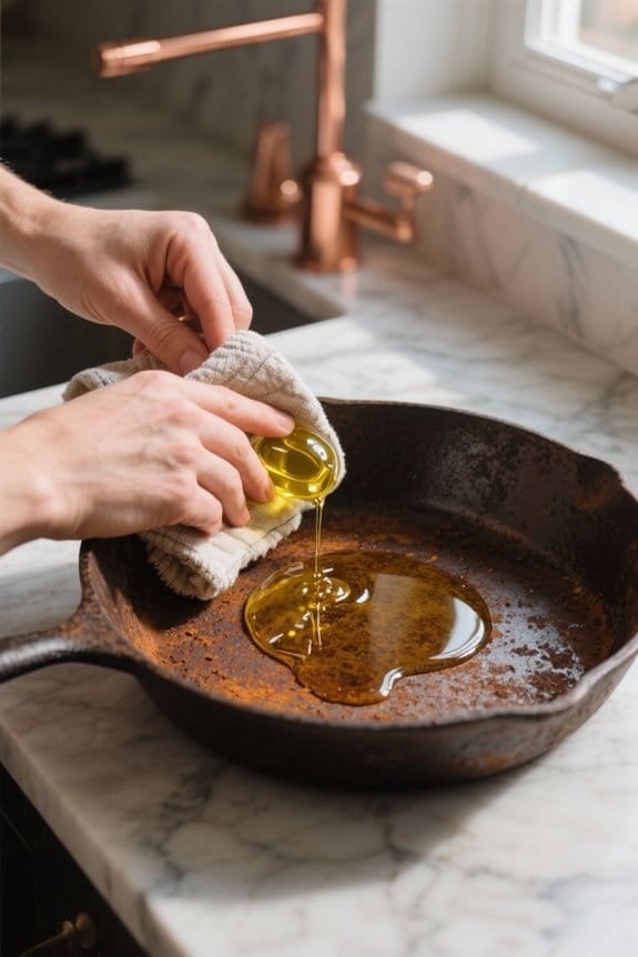 applying oil for seasoning