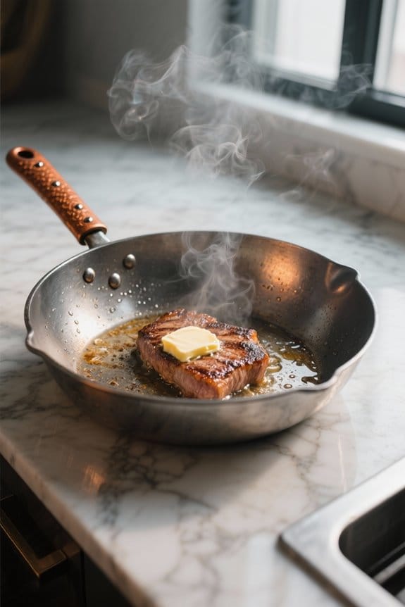 pre heating skillet improves cooking